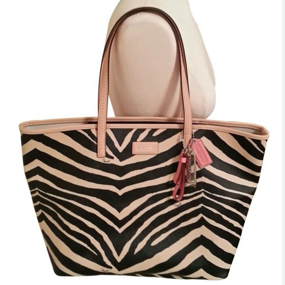 Coach Coated Canvas Zebra Print Tote
